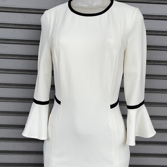 Calvin Klein Bell Sleeve Piping Sheath Dress Size 4 - Picture 6 of 15
